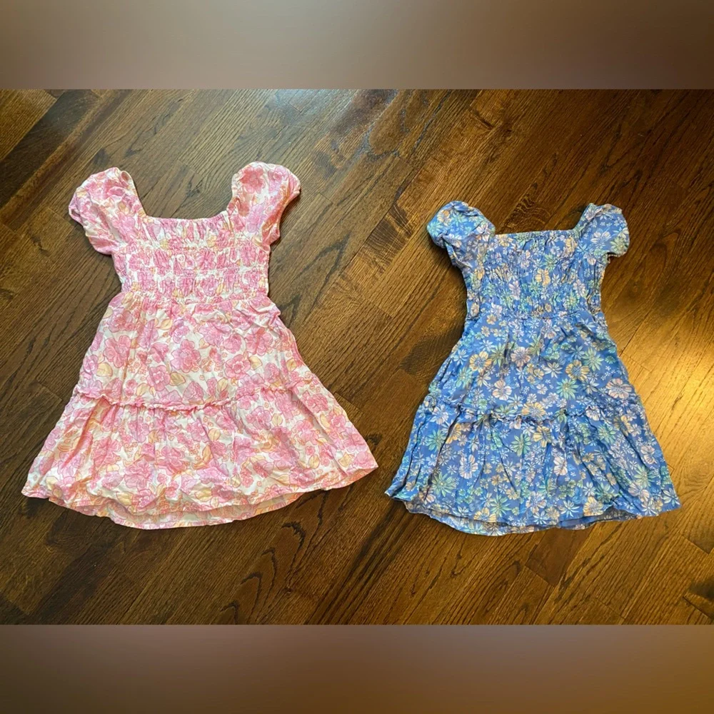 Jumping Beans- 2pc set Girls Pink Floral Smocked Sundress blue pink floral 4T